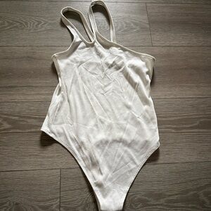 American Eagle Outfitters Ivory Ribbed Bodysuit